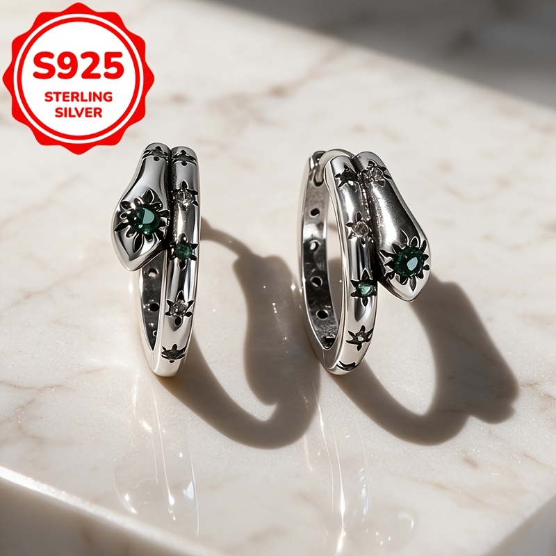 Women's S925 Silver Coiled Serpent Shape Ear Hook, Light Luxury Design